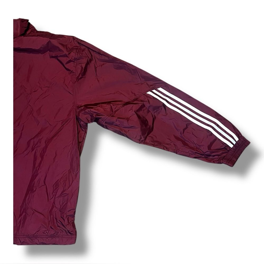 NWT Adidas Windbreaker Full Zip Jacket Vintage Retro Mens Sz 2XL Maroon 3 Stripe - Picture 2 of 14